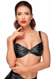 Powerwetlook BH mit handgemachten Zierfalten F174 von Noir Handmade Decadence Collection