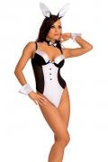 4teilger Playboy Bunny Body schwarz-weiß S bis XL