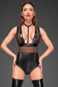 Powerwetlook Body mit Tülleinsätzen und Choker aus zartem Samt F183 von Noir Handmade Decadence Collection