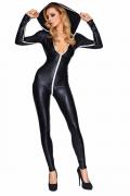 schwarz/weißes Wetlook Catsuit Sibate von 7-Heaven Gr. L/XL