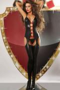 schwarzes Bodystocking Flame Größe S/M