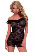 schwarzes Chemise 1801 von Softline Romanitc Collection